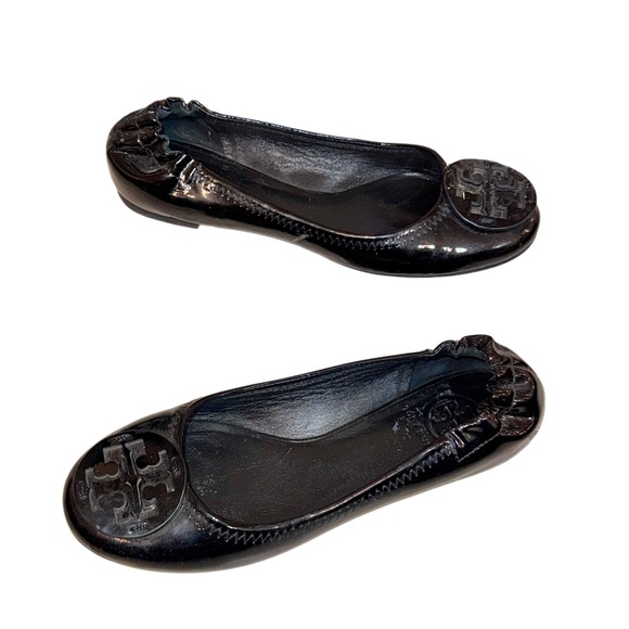 TORY BURCH BLACK PATENT FLATS women’s slip on shoes size 6 - Picture 10 of 14